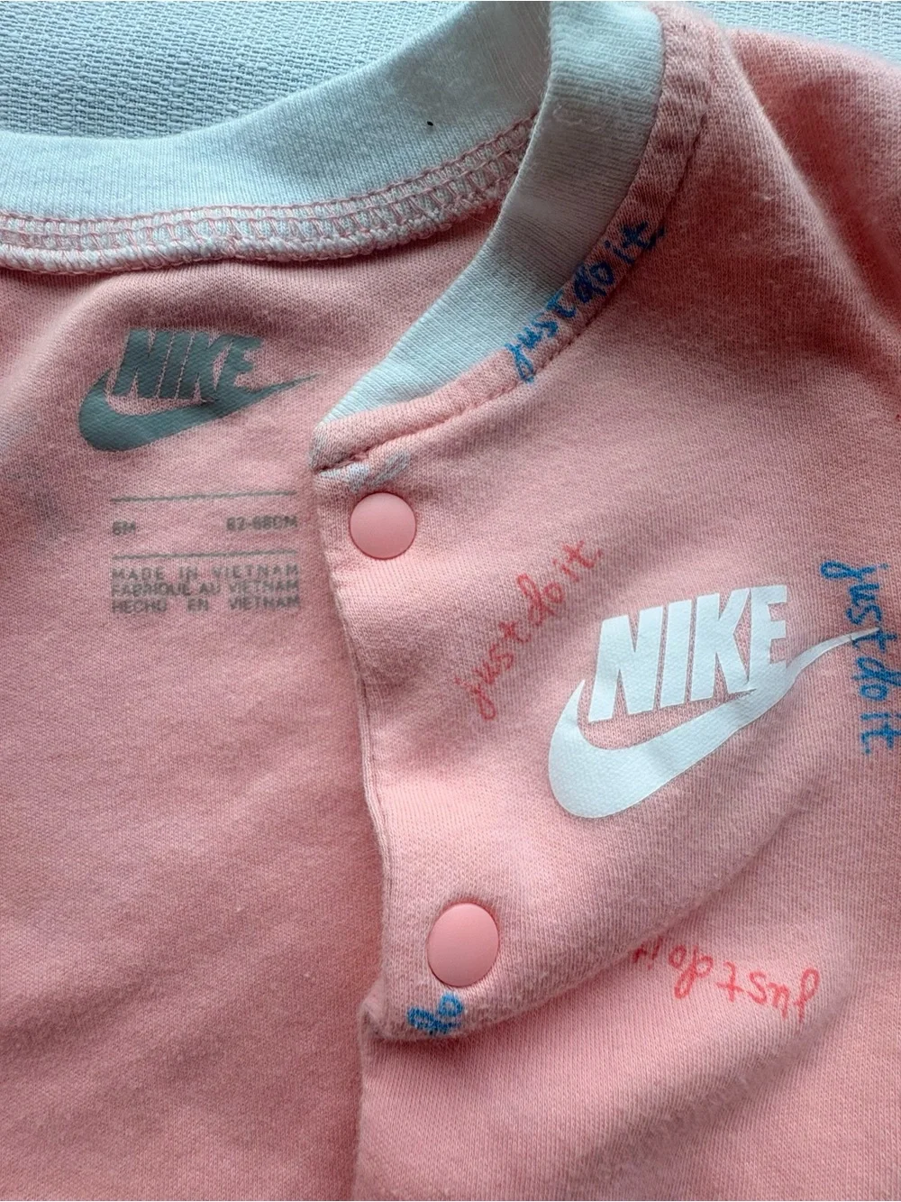 Nike Baby Girls Footed Sleeper 3-6 Months Pink Just Do It Logo